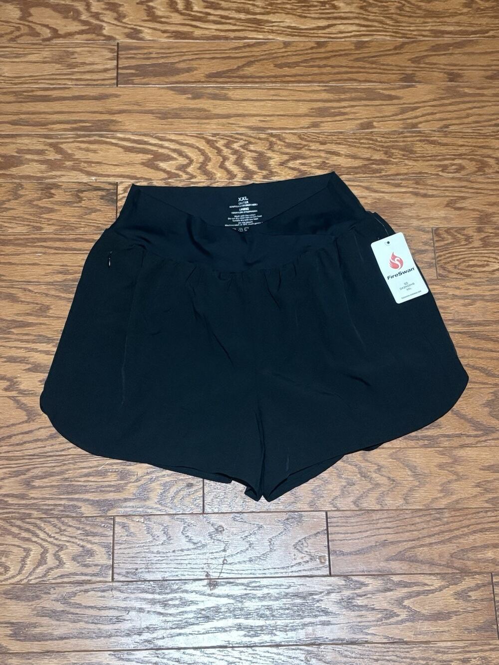 FireSwan Women's Black Hight Rise Lined Athletic Running Stretch Shorts, Sz XXL